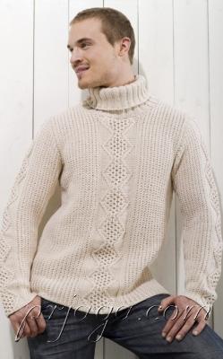 Мужской пуловер спицами
