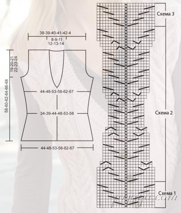 Cхема вязания жилета спицами