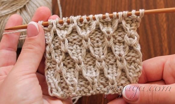 Узор «Ячейки» спицами, видео: | «Cells» knitting pattern