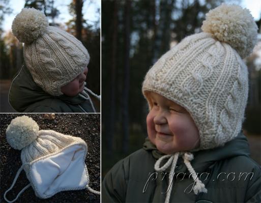 детская шапка – ушанка спицами