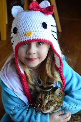 Вязание шапочки Hello Kitty
