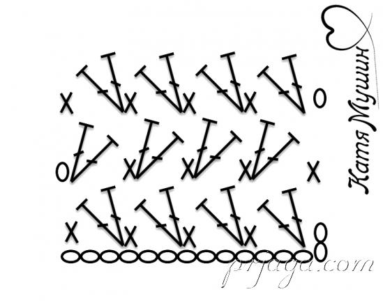 Только 1 ряд повтора - двухсторонний узор крючком