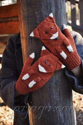 Детские рукавички – лисички спицами