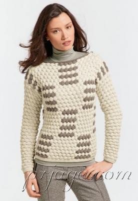 Двухцветный свитер спицами