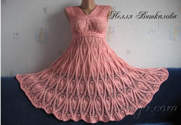 Платье «Ананасы» спицами от Нелли Виткаловой